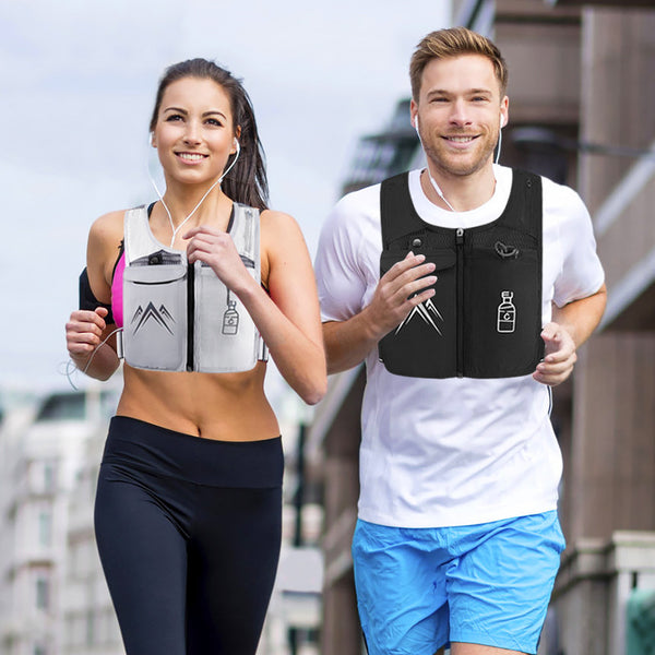 Gilet de Running Hydratation — Poche Téléphone & Gourde 500ml Incluse