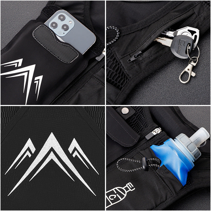 Gilet de Running Hydratation — Poche Téléphone & Gourde 500ml Incluse