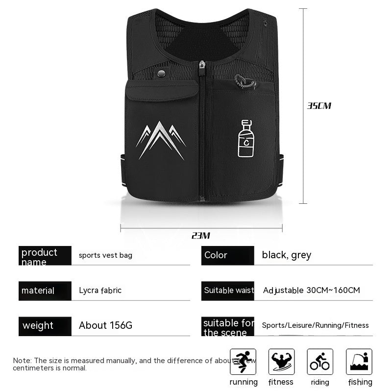 Gilet de Running Hydratation — Poche Téléphone & Gourde 500ml Incluse