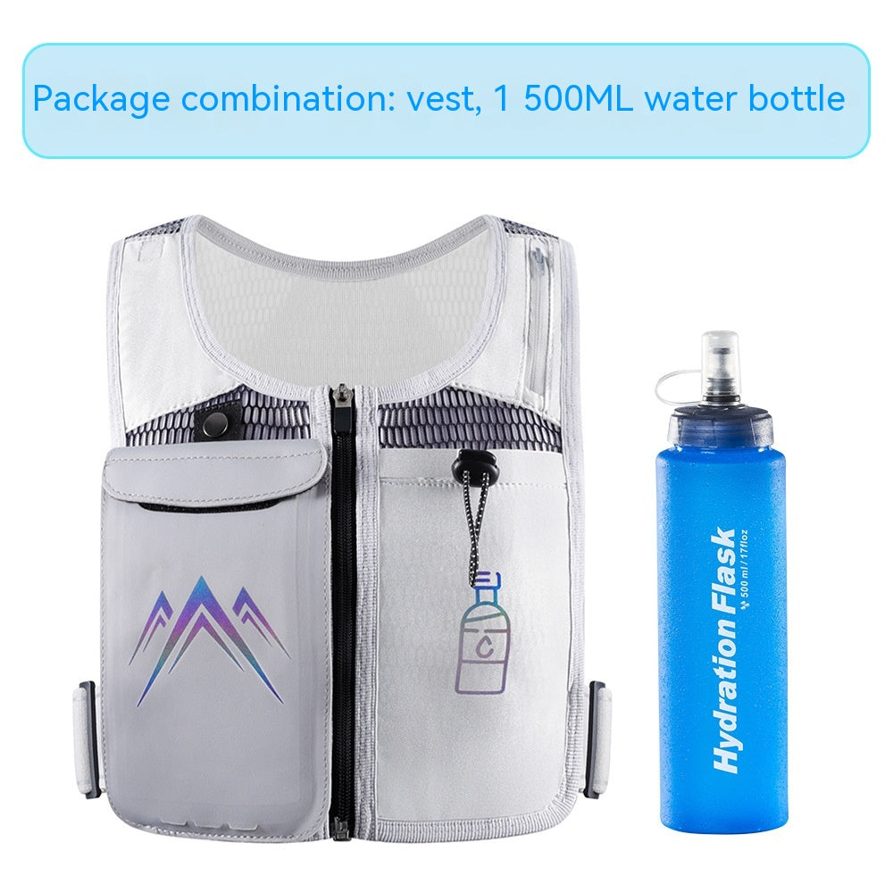 Gilet de Running Hydratation — Poche Téléphone & Gourde 500ml Incluse