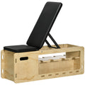 Banc de Musculation en Bois — Support Haltères & Bandes, Inclinable