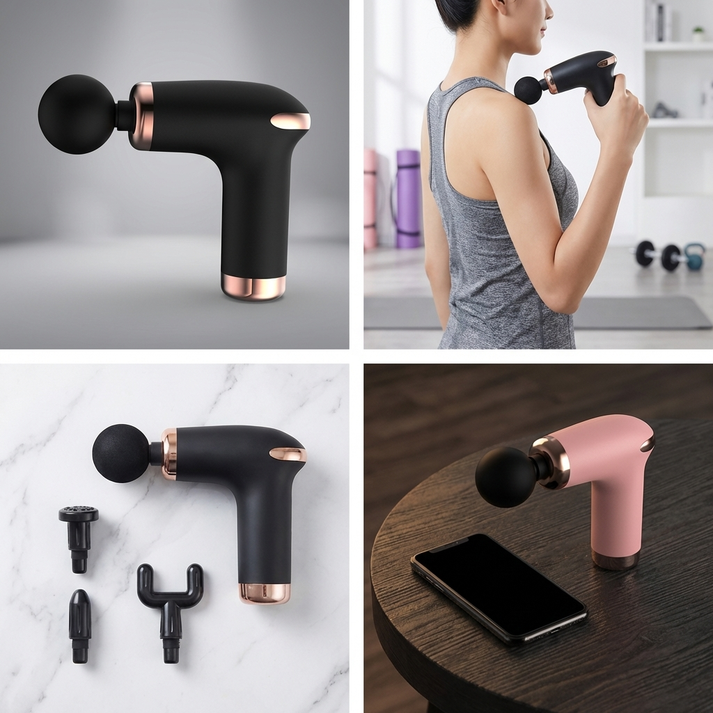 Pistolet de Massage Compact — Récupération Musculaire Silencieuse