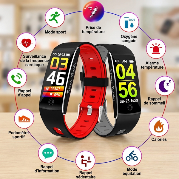 Montre Connectée Santé Premium — Température, Tension, SpO2, Sommeil & Sport